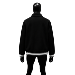 Blouson universitaire noir premium pour homme – Décontracté, en mélange coton et polyester, coupe classique, idéal pour l'automne, avec boutons, haute qualité - Product Image 2