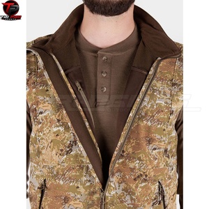 Chaleco Utilitario Softshell para Hombre con Estampado Desértico, Cuello Alto, Cierre Completo, Bolsillo en el Pecho, para Caza, Pesca, Viajes, Resistente al Viento - Product Image 5