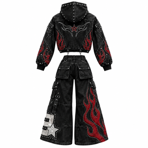 Conjunto Deportivo Personalizado con Lavado Ácido y Apariencia Vintage con Pedrería, Nuevo Conjunto de Sudadera para Correr a la Moda para Unisex, Ropa Cómoda - Product Image 2
