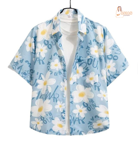 Camisa de manga corta con estampado floral para mujer, camisa holgada con botones y cuello vuelto, Top informal para primavera y verano - Product Image 1