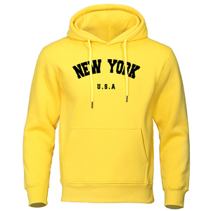 NEW YORK Letter U.S.A <b>City</b> Print Hoody <b>Men</b> Fashion Casual Long Sleeves Hooded Loose Oversize Pullover <b>Hoodie</b> Street Sweatshirt - - Product Image 1