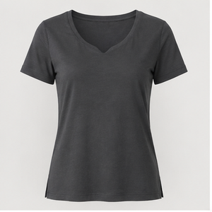 Womens <b>Charcoal</b> V Neck Short Sleeve Regular Fit <b>T</b> <b>Shirt</b> WTS-0111 - Product Image 1