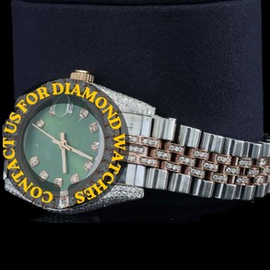 นาฬิกาข้อมือผู้ชายสุดเท่ห์ ดีไซน์ทันสมัย หน้าปัดทรงกลมสีเขียว ประดับเพชรโมอิสซาไนต์สองสี พร้อมฟังก์ชั่นวันที่อัตโนมัติ ระบบควอตซ์ รุ่นใหม่ล่าสุด - Product Image 4