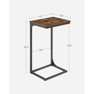 End <b>Table</b> Set for <b>Sofa</b> Rustic Brown Black Metal Frame <b>Small</b> TV Tray for Living Room Bedroom - Product Image 3