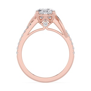 Anillo de Compromiso Radiante de Oro Rosa de 10K con Diamante Cultivado en Laboratorio, Corte Redondo y Ovalado, 2.76 CTW, Joyería Nupcial - Product Image 2