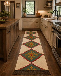 Custom Size Southwestern Boho Tribal Wool Jute <b>Runner</b> <b>Rug</b> Handwoven Kilim Hallway Entryway Rustic Farmhouse Floor Carpet - Product Image 3