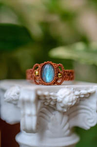 Anillo de Macramé con Labradorita Natural, Gema Azul Brillante, Estilo Náutico, Anillo de Compromiso Unisex, Certificado por IGI |   CREACIONES HARI OM - Product Image 3