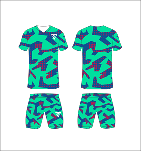 Custom Sublimated Geometric Soccer Jersey Set <b>Men</b> V-Neck Short Sleeve Moisture Wicking Athletic Fit All Seasons - Product Image 3