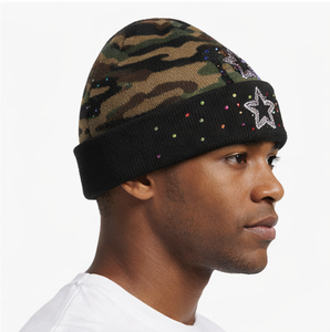 Gorro de Camuflaje Personalizado con Bordado y Logotipo de Estrella con Pedrería, Gorro de Punto Acanalado de Camuflaje Unisex para Invierno - Product Image 2