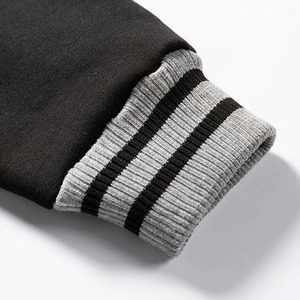 Custom <b>Men</b> Raglan Pullover Hoodie Grey <b>Black</b> Varsity Stripe Contrast Sleeve Baseball Fleece Oversized Hoodies Sweatshirt Raglan - Product Image 4