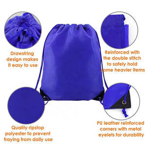 Sacs à cordon en nylon personnalisables noirs, sacs à cordon en polyester avec fermeture éclair, avec échantillon gratuit - Product Image 3