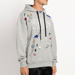 Fabricant de sweats à capuche personnalisés pour hommes en coton, avec strass, effet vieilli, coupe oversize, épaules tombantes, grammage lourd, motif graphique, en molleton bouclette - Product Image 3