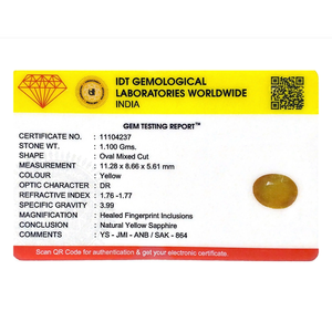 Certified Natural Yellow Sapphire 5.5 Carat Oval Cut Loose Gemstone for Fine Jewelry - Product Image 4