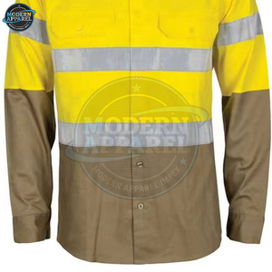 Custom Logo Cotton Road Coal Mechanic Industrial Construction <b>Worker</b> Security Reflective Safety Work <b>Shirt</b> - Product Image 6
