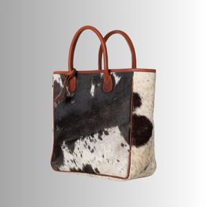 Sac fourre-tout en cuir de vachette véritable avec fermeture éclair, style vintage, grande capacité, sac à bandoulière - Product Image 1