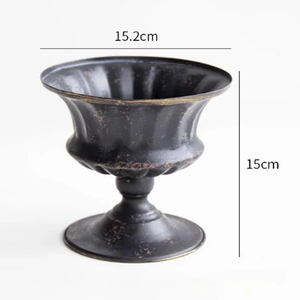 แจกันกระถางใส่ต้นไม้ทำด้วยมือทำจากโลหะสีดำโบราณ - Product Image 1