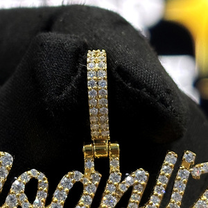 Colgante con Nombre Personalizado, Plata de Ley 925, Chapado en Oro, Moissanita VVS, Letra en Script, Collar Hip Hop Personalizado - Product Image 4