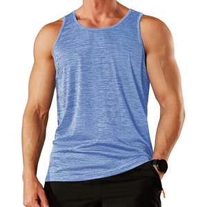 Camiseta sin Mangas para Hombre, Color Azul Claro, Cuello Redondo, Tejido de Punto, Color Sólido, Ecológica, Transpirable, Estilo Vintage, Secado Rápido, Informal, para Entrenamiento - Product Image 3