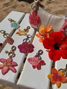 Premium Handmade Embroidery Beaded <b>Keychain</b> with Detailed Floral Embroidery and Sparkling Bead Embellishments - Product Image 1