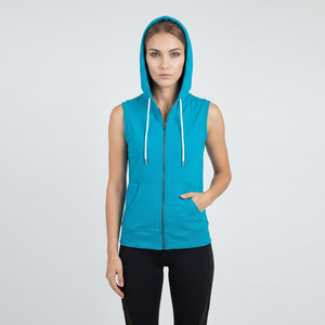 Women Gym Workout Wear Full Zipper Sleeveless Hoodie Yoga Fitness Sporty Style Hooded Tank <b>Top</b> Women's Jogging Wear Singlet <b>Top</b> - Product Image 1