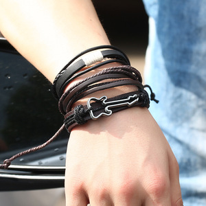 <span class=keywords><strong>Bracelet</strong></span> en <span class=keywords><strong>Corde</strong></span> <span class=keywords><strong>de</strong></span> Chanvre pour Homme, Style Punk, 3-en-1, Ensemble Tendance Multi-Couches, Trois Niveaux, Personnalisé, en Cuir Tressé, Bijou <span class=keywords><strong>Guitare</strong></span> - Product Image 5