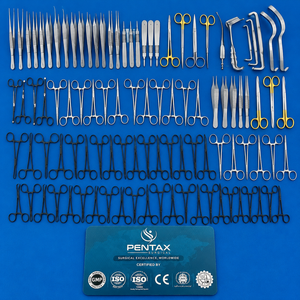 Ensemble d'instruments de laparotomie de haute qualité, 108 pièces, en acier inoxydable, qualité chirurgicale allemande, certifié CE ISO13485, Pentax Surgical - Product Image 1