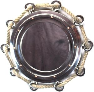 Nautical Roped Porthole <b>Mirror</b> Aluminum Wall Hanging Decorative <b>Mirror</b> for Coastal Vintage Home Decor - Product Image 6