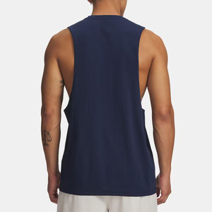 Loose Design Solid Color Blank Fashionable Custom Screen Print Logo Round Neck Sleeveless Plus Size Oversized <b>Mesh</b> Tank <b>Top</b> - Product Image 4