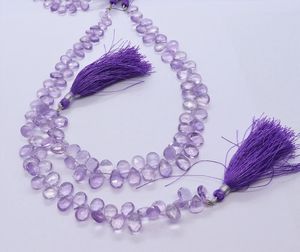 Perles d'améthyste naturelle violette facettées en forme de poire, 5x7 mm, 9 pouces, pour bijoux - Product Image 3