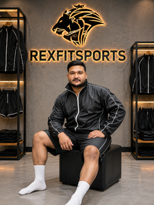 REXFIT SPORTS 2026 Ensemble coupe-vent en nylon noir pour homme – Veste à col montant entièrement zippée et short à cordon de serrage – Tenue de sport personnalisée - Product Image 3