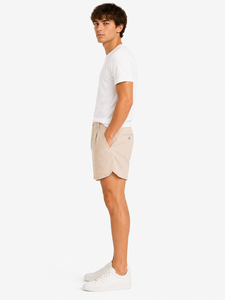 Shorts en mélange de lin beige pour hommes, coupe décontractée, shorts d'été décontractés, légers et respirants, bas de tenue de vacances, élégants et décontractés - Product Image 4