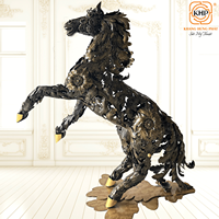 Statue de cheval en fer forgé 100% artisanale, sculpture métallique artistique de luxe, résistante aux intempéries, personnalisable pour l'extérieur