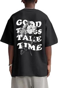 T-shirts graphiques vintage pour hommes, coupe oversize, imprimé floral et lettres, style streetwear rétro, décontracté, coupe ample, 100% coton, personnalisable - Product Image 2