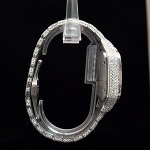 Reloj de lujo con diamantes blancos, brazalete con pavé de diamantes, esfera en oro rosa, automático, estilo hip hop para hombre. - Product Image 4