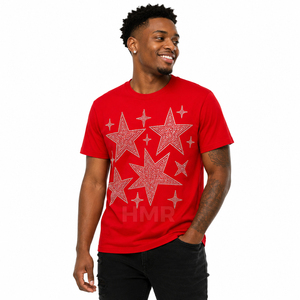 T-shirt personnalisé HMR Brotherhood avec strass pour unisexe, t-shirt en coton avec strass thermocollés, t-shirt graphique brillant avec cristaux - Product Image 1