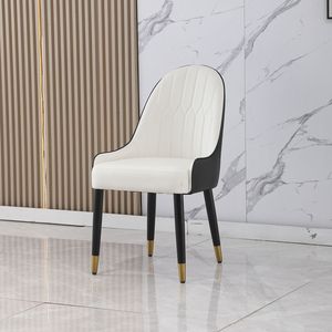 Sedia da Scrivania Moderna in Pelle PU Nera con Gambe e Schienale in Metallo per Soggiorno e Sala da Pranzo, Set da 2 Pezzi - Product Image 5