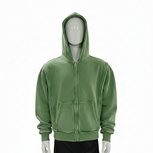 Sweat à capuche personnalisé délavé au soleil pour homme, 100 % coton, doublure polaire, coupe oversize, style streetwear vintage - Product Image 3