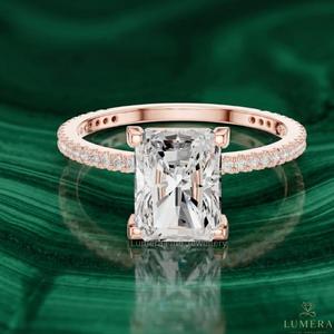 Anillo de Compromiso de Lujo con Diamante Cultivado en Laboratorio de Corte Radiante de 2.00CT, Oro Rosa de 9KT, 10KT, 14KT, 18KT, Certificado IGI, Anillo de Boda para Mujer - Product Image 1