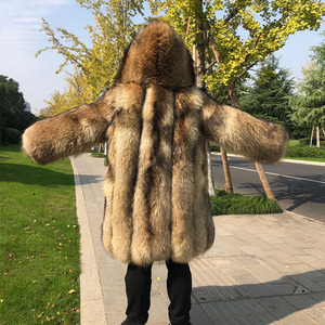 Fashion Winter Fur Coats Luxury Real Fur Coat for Men Genuine Raccoon Fur Long Coat <b>Warmer</b> for Man - Product Image 1