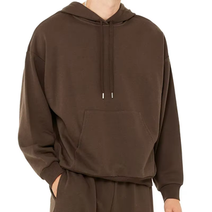 Easeful Casual Style Cotton French Terry Drop Shoulder Hoodies Tops Quality Solid Plus-sized Heavy Weight Hoodie for Men - Product Image 2