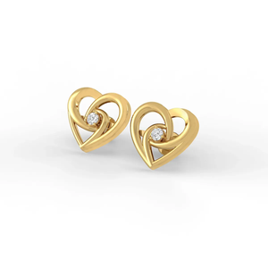 14K 18K 22K Rose Gold Round Cut Lab Grown Diamond Open Heart Swirl <b>Stud</b> <b>Earrings</b> Dainty Romantic <b>Fine</b> Jewelry For Women - Product Image 4