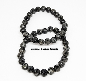 Bracelet extensible en perles de quartz fumé poli, bijoux en cristal, thème amour de forme libre, pierre semi-précieuse - Product Image 6