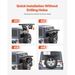 30-40 นิ้ว ตะกร้าใส่ของสำหรับยางอะไหล่ ปี 1976-2024 สำหรับรถ Wrangler JK JL TJ YJ CJ รับน้ำหนักได้ 80 ปอนด์ พร้อมขายึดแบบไม่ต้องเจาะ - Product Image 6