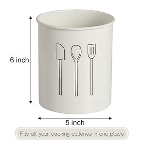 Porte-ustensiles de cuisine cylindrique, support de rangement minimaliste pour cuillères, spatules et fouets - Product Image 5
