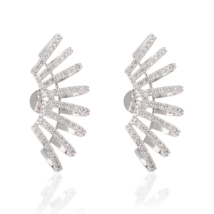 Pendientes de Oreja Tipo Cuff de Oro de 14K con Circonita y Perla para Bodas y Fiestas - Product Image 2