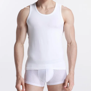 Cheap 100% <b>Combed</b> Cotton Knitted Casual Summer Sleeveless Tank Top for Training - Product Image 2