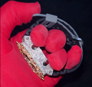 นาฬิกาเพชรหรู Pragalbh Jewels สไตล์ฮิปฮอป ประดับเพชรโมอิสซาไนต์  แบบควอตซ์  หน้าปัดเรียบง่าย สายยาง  สำหรับทุกเพศ เหมาะสำหรับเป็นของขวัญ - Product Image 3