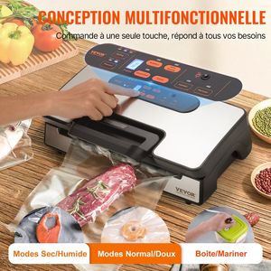 Potente Macchina Sigillatrice Sottovuoto a Doppia Pompa 90Kpa 130W Automatica e Manuale per Alimenti Secchi e Umidi per Uso Domestico - Product Image 4