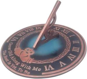 Horloge solaire en laiton de 10 pouces avec motif peint pour jardin, extérieur, cour, décoration intérieure et cadeau pour les amateurs de jardinage - Product Image 3