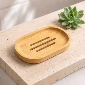 Élégante porte-savon en bois avec rainures de drainage, support à savon naturel fait main pour comptoir de salle de bain et rangement de douche - Product Image 3